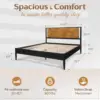 Queen Size Heavy Duty Platform Bed Frame with Headboard,Solid Wood Bed Frame, No Box Spring Needed, - Queen - Teak Brown 2