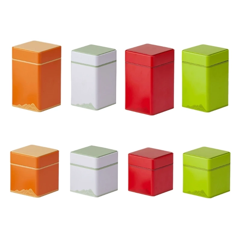 

New Simple Solid Color Square Tea Pot Tea Storage Organizers Iron Can General Black Tea Green Teas Metal Seal Tea Iron Box
