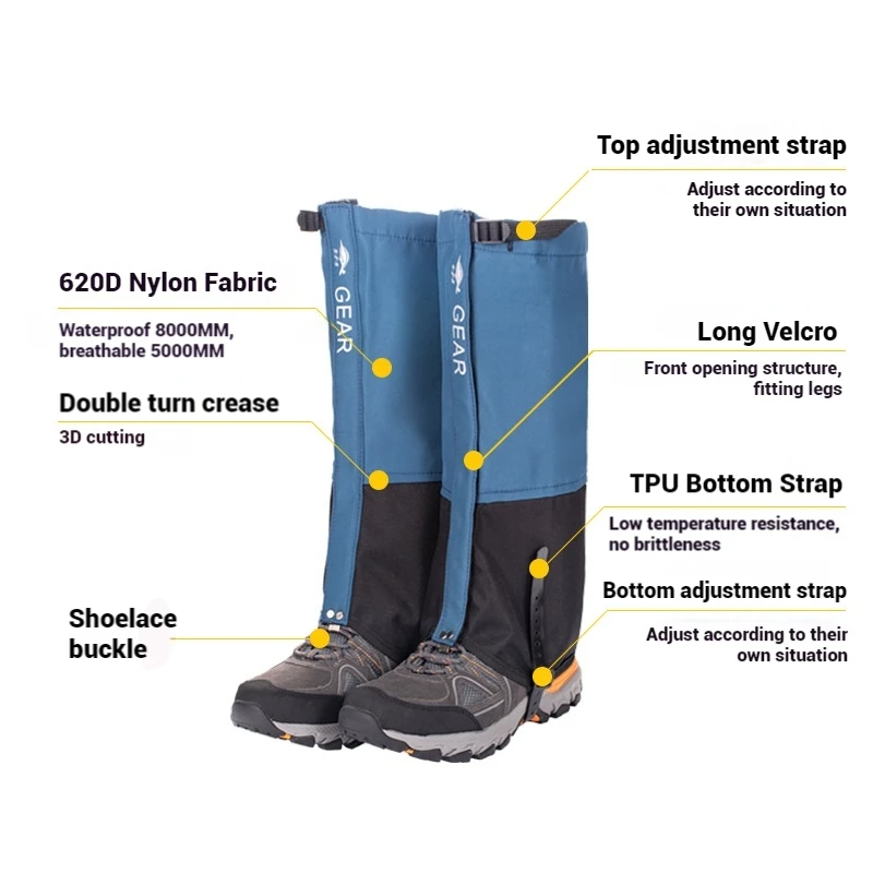 Outdoor Warmers Leg Cover Gaiters Thicking Waterproof Long Tube Mountain Leggings Climbing Hunting Boot Legs Cover Protection
