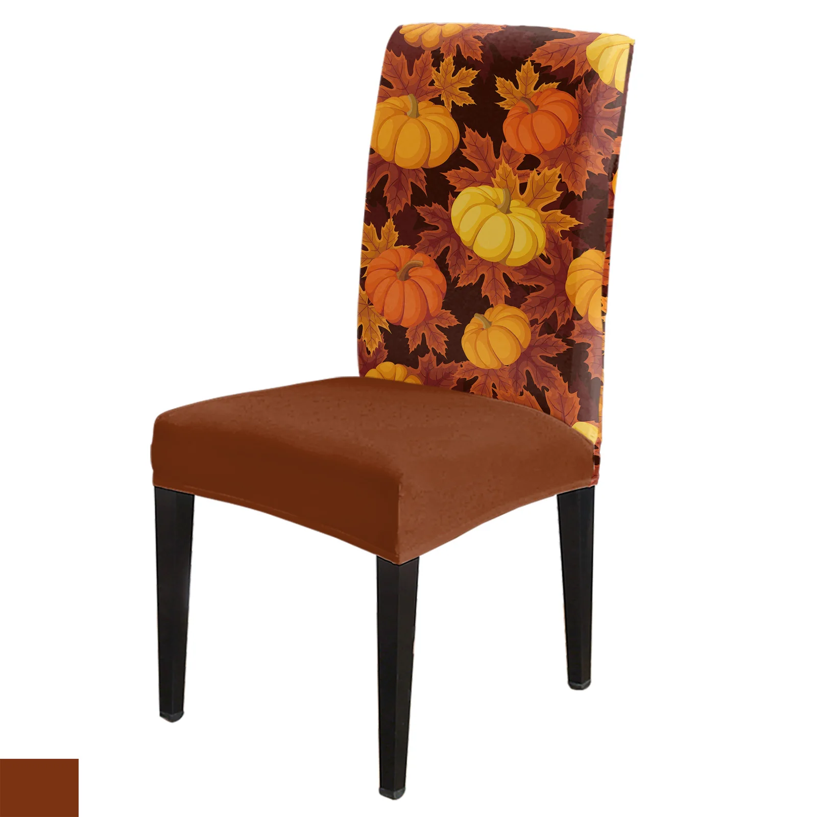 

Autumn Thanksgiving Maple Leaves Pumpkin Chair Cover Stretch Elastic Dining Room Chair Slipcover Spandex Case for Office Chair