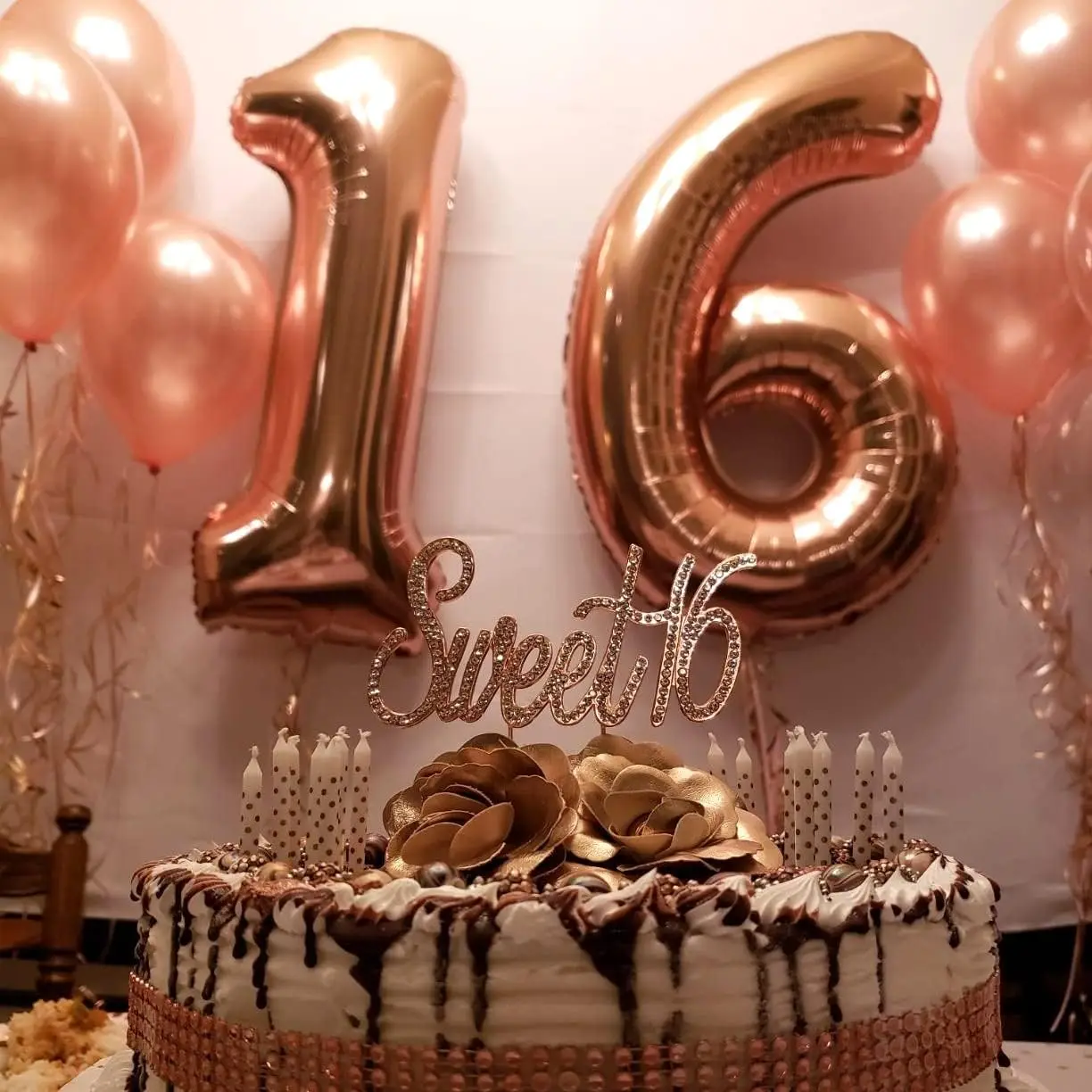 Elegant Rose Gold Foil Number Balloons - Large 32-Inch Decorative Party Accents