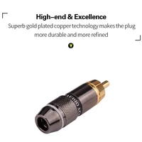 YYTCG-RCA audio connector, Gold plated connector, Lotus head video stand, 6mm cable, RCA male plug adapter 1/2/4 pieces - Image 3