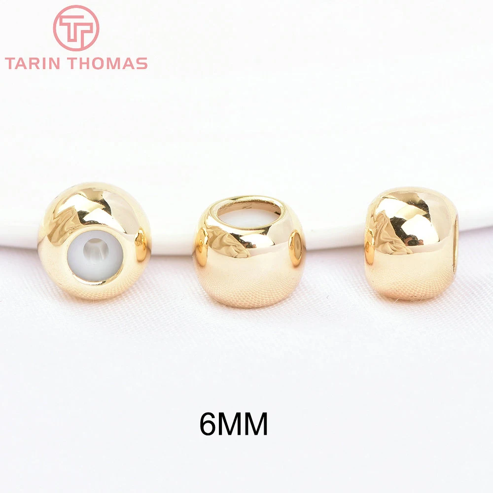 20PCS Gold-Plated Brass Beads with Rubber Accents