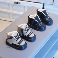 Winter Baby Shoes Infant Girls Boys PU Leather Cotton Boots Warm Thicken Plush Kids Shoes Soft Sole Non-Slip Walking Snow Boots 2
