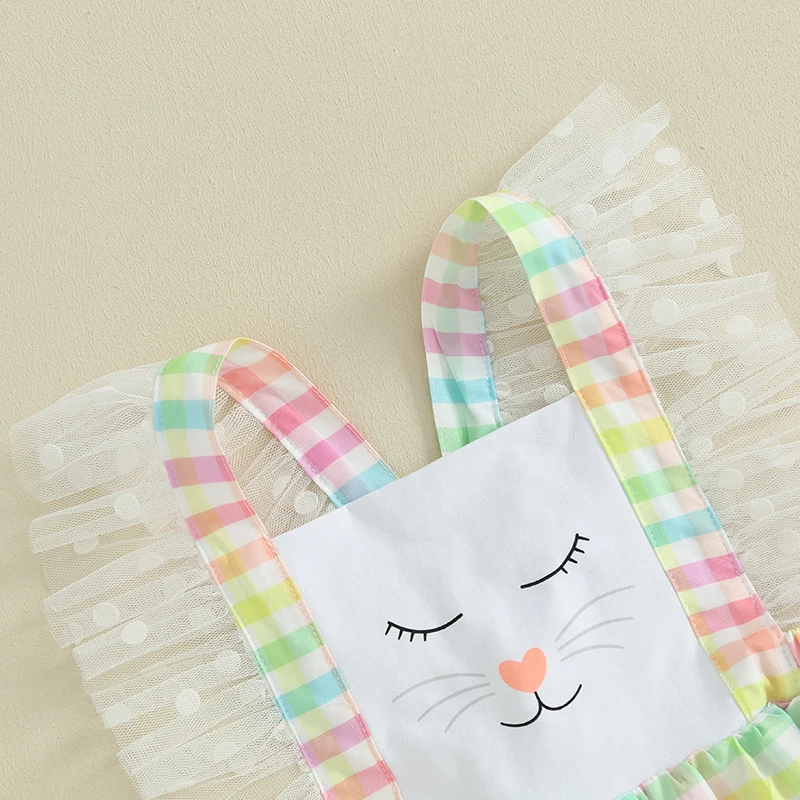 Wankitoi Infant Toddler Baby Girl Easter Outfit Bunny Romper Dress Tulle Sleeveless Lace Dress Socks Baby Girl Clothes