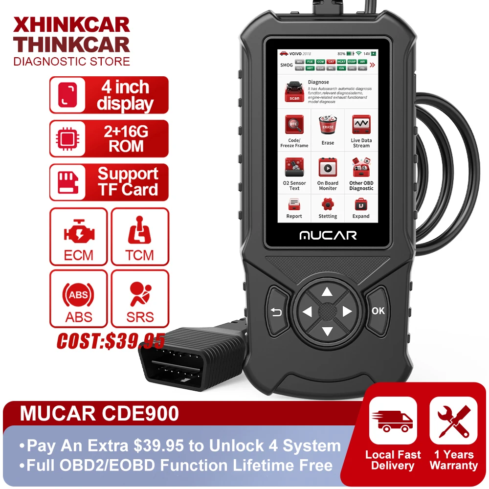 Mucar CDE900 Obd2 Scanner Auto Diagnostic Tool Auto Motor Abs Srs Tcm 4