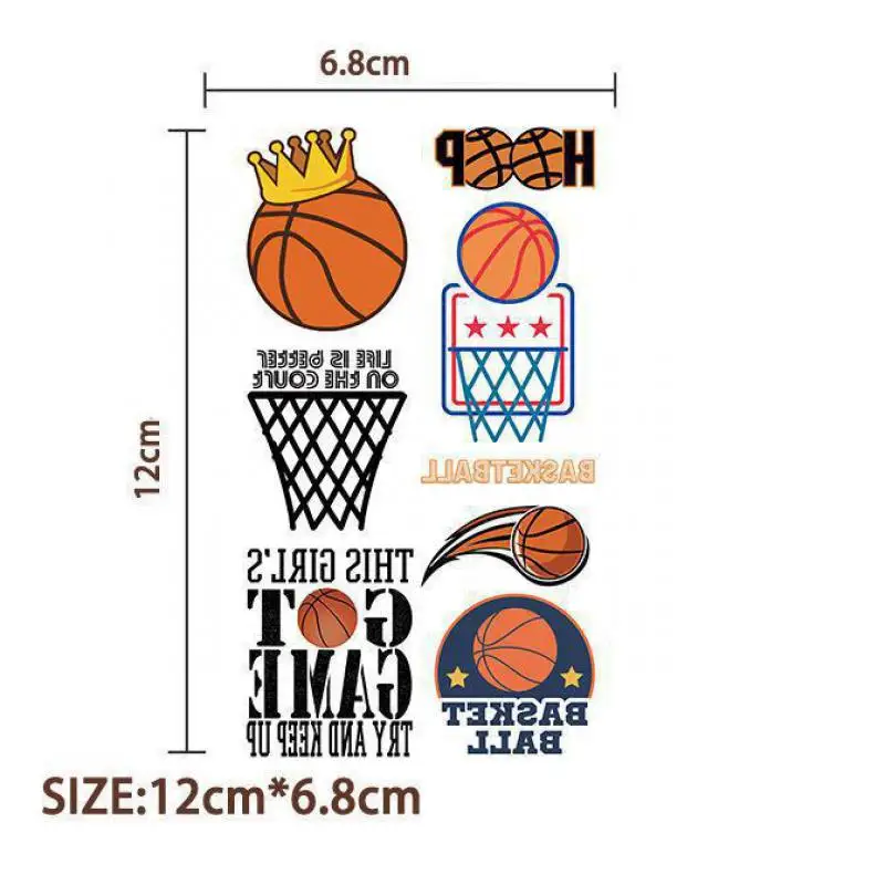 Cartoon Sports Basketball Temporary Tattoo Stickers 10Pcs/set