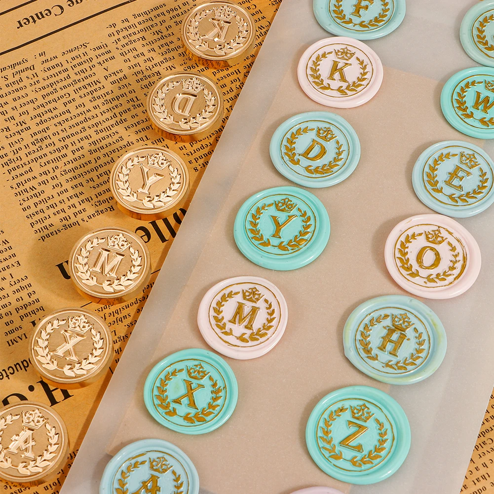 26mm Curlicue European Letter Seal Head With Crown Wax Seal Stamps Metal Head DIY Stamp Envelope Wedding Invitations Sealing