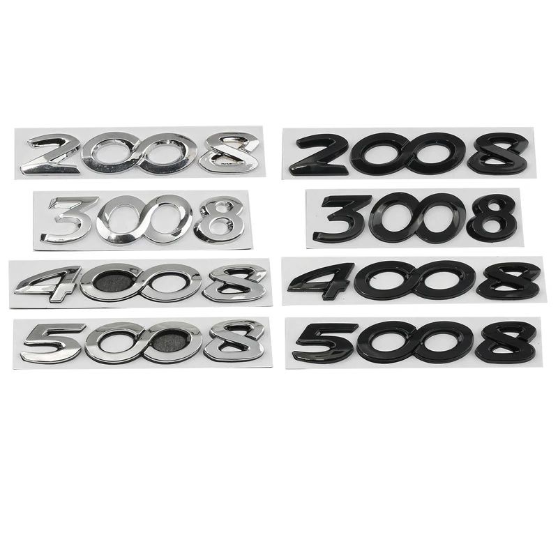 자동차 3D 금속 후면 트렁크 부츠 글자 단어 로고 배지 엠블럼 데칼 스티커, 푸조 2008 3008 4008 5008 스타일링 액세서리
