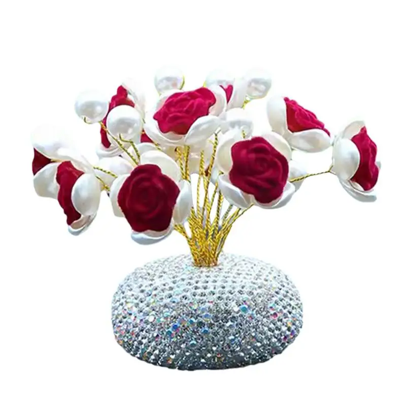 

Cute rose ornament Car Dashboard Decor Artificial Rose Table Gadget dashboard decoration For Cab SUV Sports Car Truck Mini Van