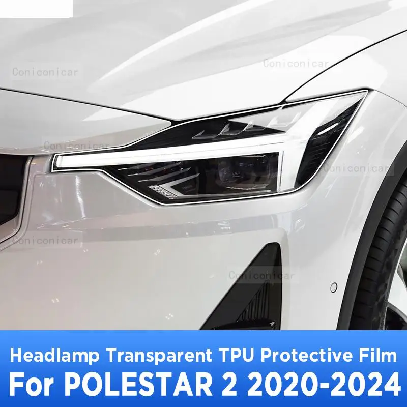 

For POLESTAR 2 2020-2024 2023 Car Exterior Headlight Anti-scratch Front Lamp Transparent TPU Protective Film Accessories
