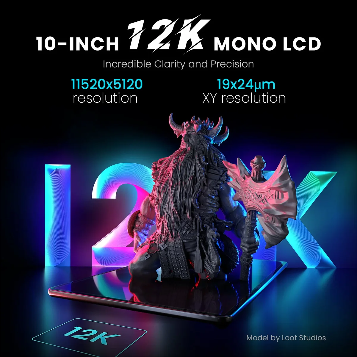 ELEGOO SATURN 3 ULTRA 12K Mono MSLA 3D Printer 10'' 12K LCD Resin 3D Printer Speed Up to 150mm/h Printing Size 219*123*260mm — view 2