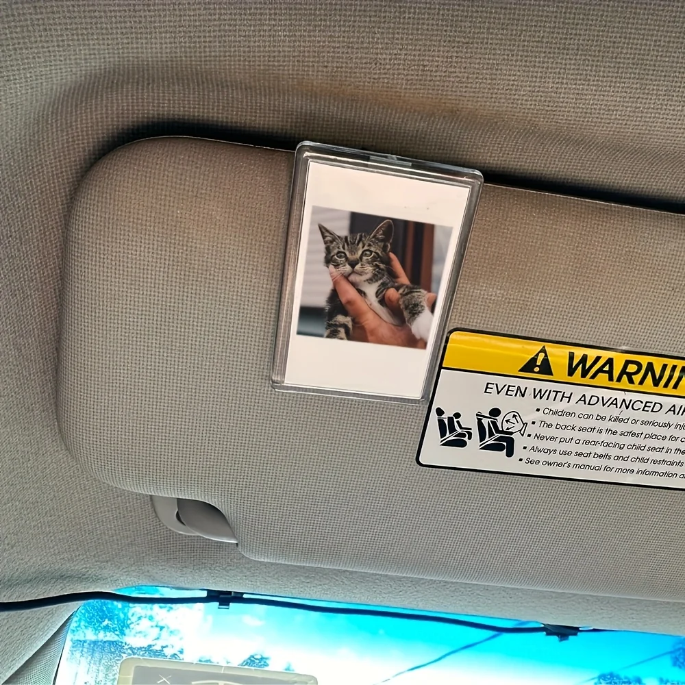 Custom Sun Visor Photo Clip Scratch Resistant Personalized Photo Frame Tool-Free Installation No Charging Required