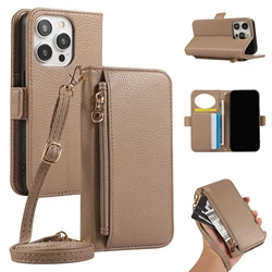 Sleek Leather Crossbody Wallet with Card Holder & Phone Case - iPhone 15 (Khaki)