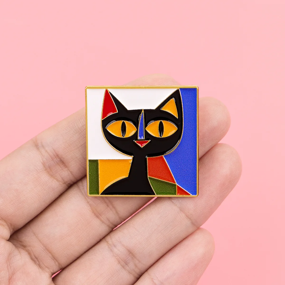 에나멜 핀 고양이 아트 추상화 패션 브로치 핀 라펠 핀 배지 배낭 의류 DIY 액세서리 패션 쥬얼리