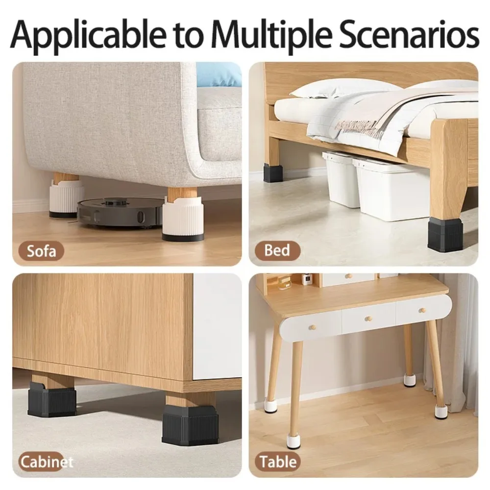 Heavy-Duty Adjustable Furniture Risers with Triple Anti-Slip Design