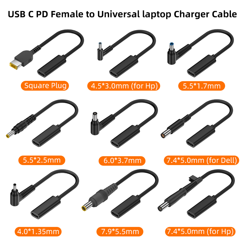 USB 3.1 Type C USB C Laptop Charger Power Adapter Converter USB Type C Female to 4.0*1.35 5.5*2.5 4.5*3.0 4.0*1.7mm Dc Plug Jack