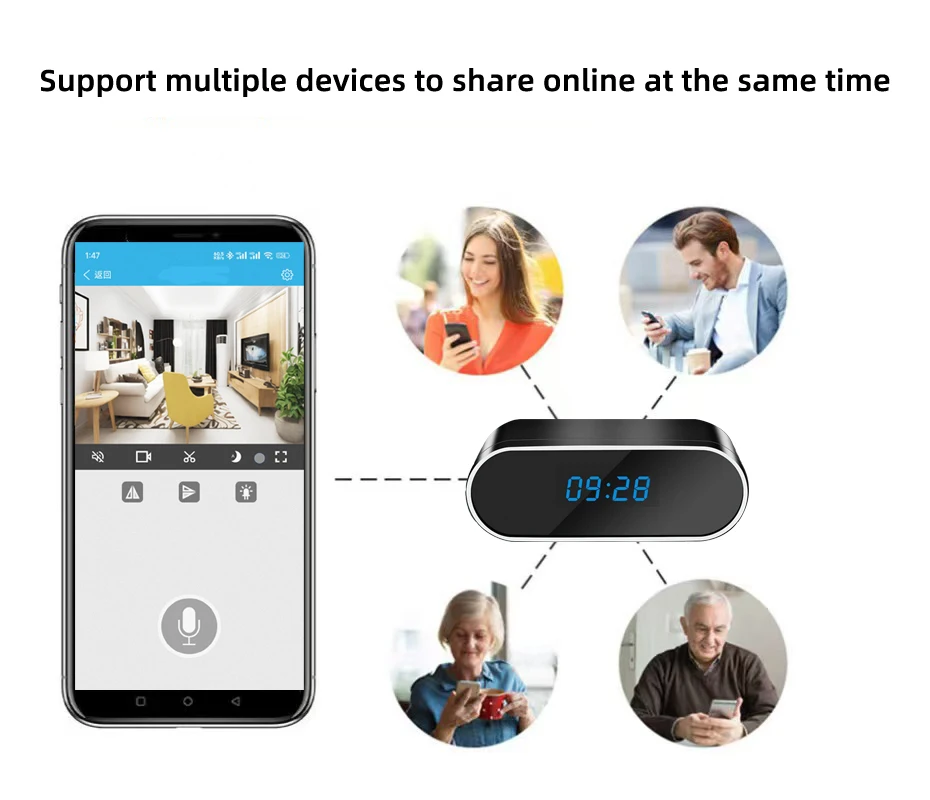 Wireless clock camera 4K HD with WiFi support 2.4G router HD network camera motion detection night vision home monitoring camera 6