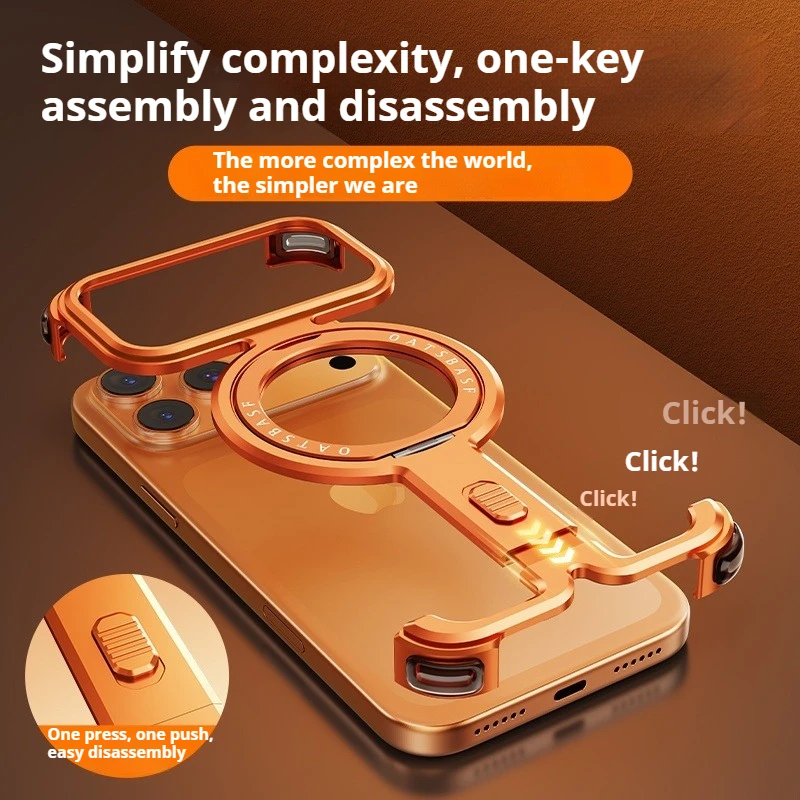 Eary for iPhone 17 Pro Max 17 Pro Phone Case Magnetic With 360°Rotation Stand Frameless Shell Magsafe Shockproof Protector Cover