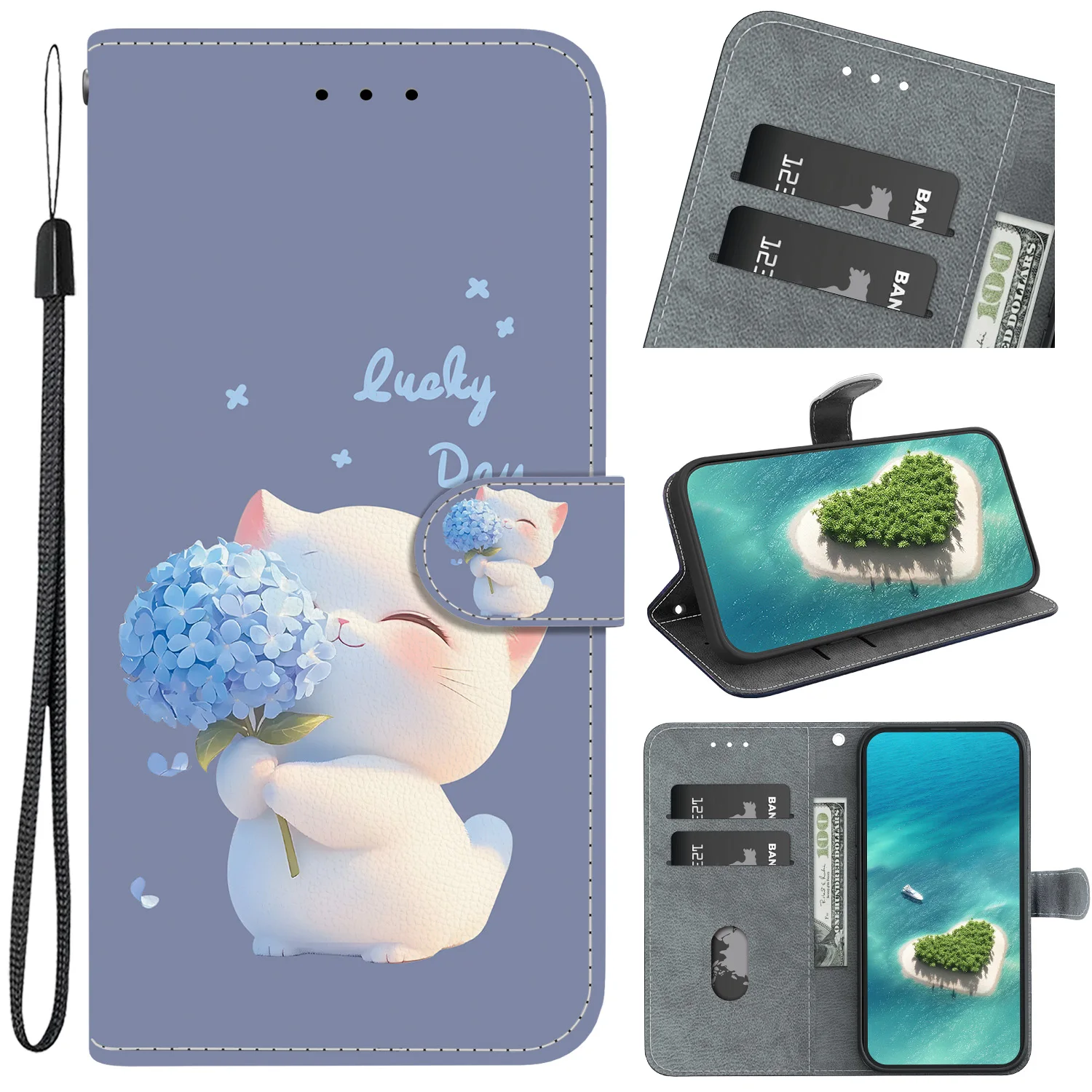 Premium Flip Leather Magnetic Wallet Phone Case with Book Design