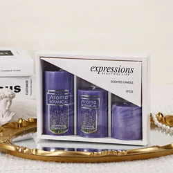 Elegant Minimalist Cylindrical Scented Candle Set for Romantic Ambiance and Home Decor (Purple - Lavender)