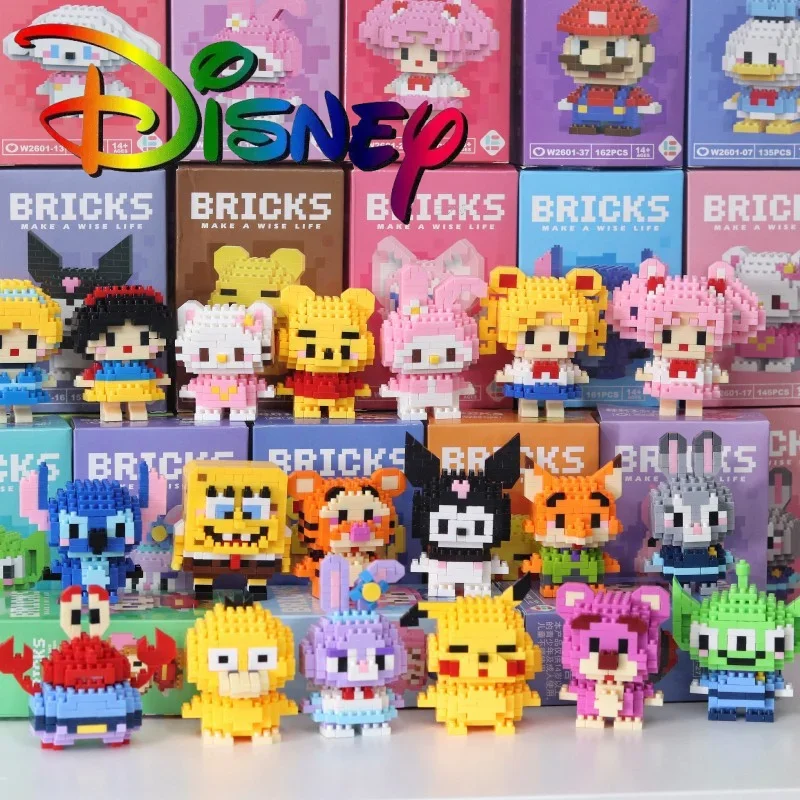 Disney Stitch Building Blocks Anime Kawaii Cartoon mini Action Children's Figures Blocks Bricks Assemble DIY Toys Gift for Kids 4