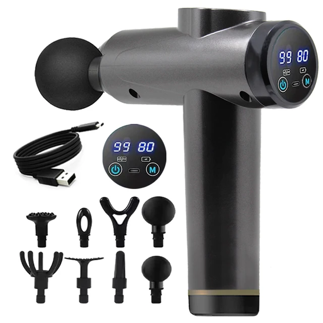 Professional Massage Gun 99 Speed Level High Frequency Muscle Body Electric Massager 8 Heads Fascia Gun for Men Women Fitness Ou