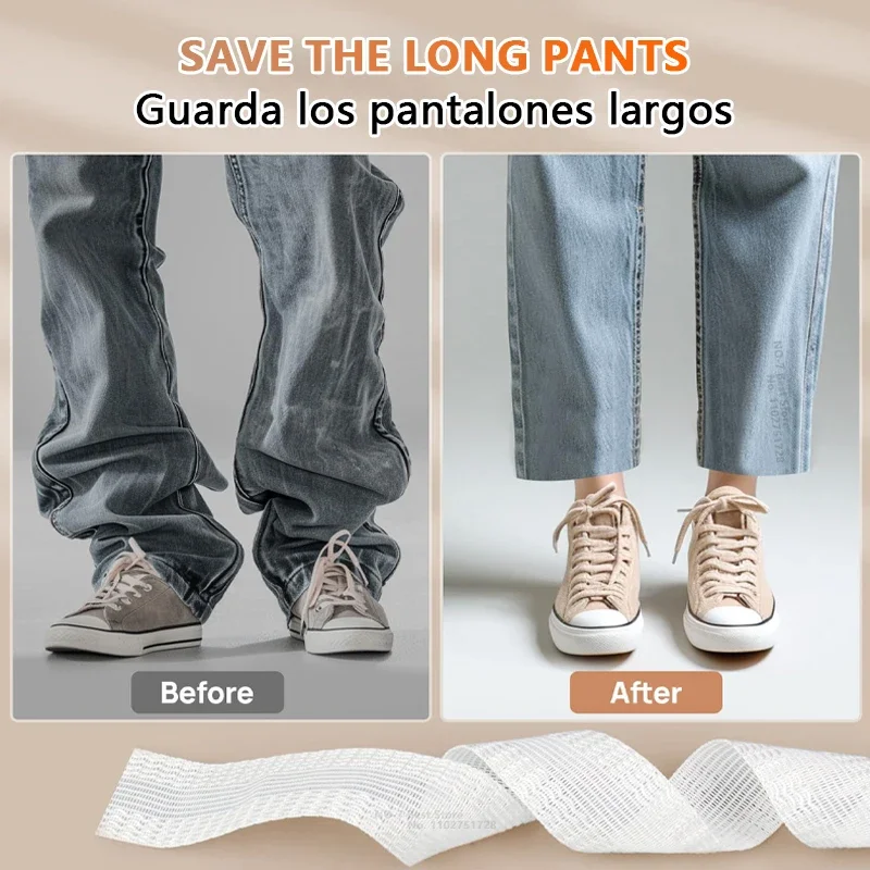 No-Sew Self-Adhesive Hem Tape - Iron-On Fabric Strip for Quick Pants & Jeans Hemming, Permanent Fabric Bonding without Stitching