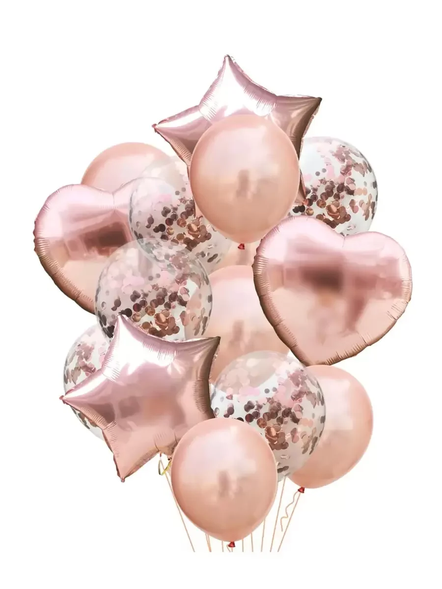 14-teiliges Roségold-Latex- und Folienballon-Dekorationsset für Geburtstag, Hochzeit, Jubiläumsfeier, Partyzubehör, Raumdekoration