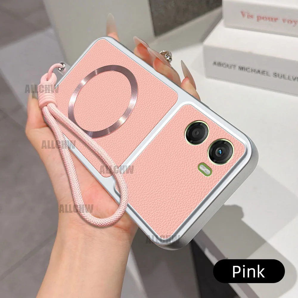 Luxurious Leather Matte Magnetic Hand Strap Phone Case