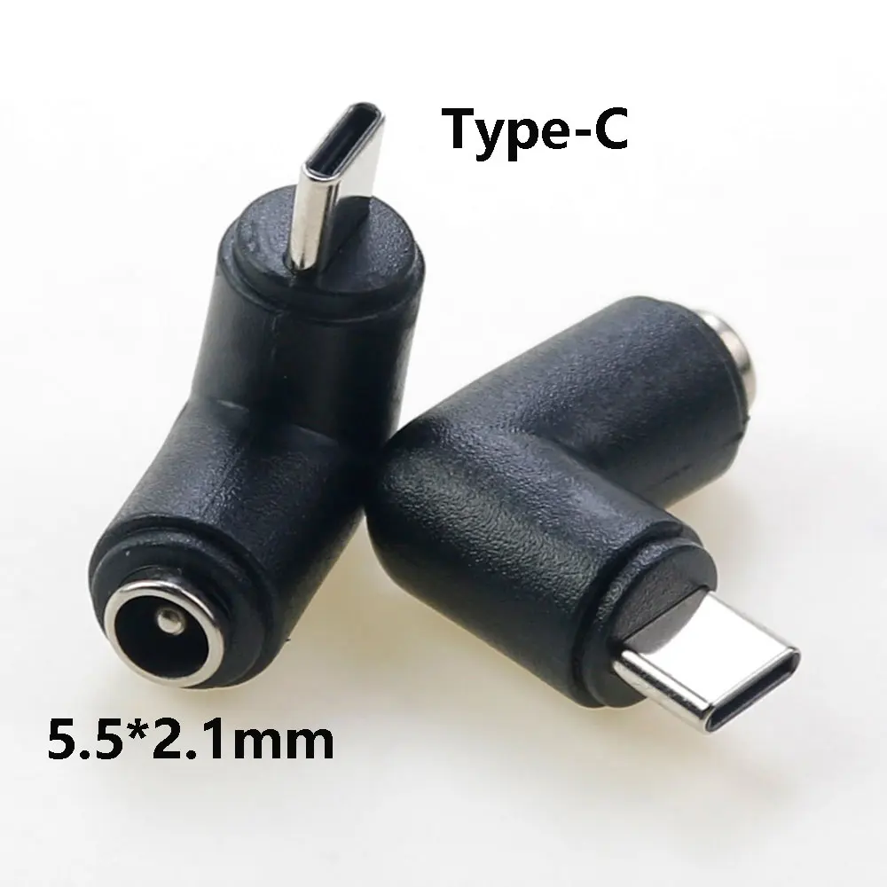 노트북 PC용 암-마이크로 USB C 타입 수 5 핀 DC 전원 플러그, 180 도 커넥터 어댑터, 5.5x2.1mm, 4.8x1.7mm, 1 개