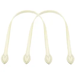 Set of 2 Premium Leather Purse Straps with Ear Shape End Holes (2Pcs Beige)