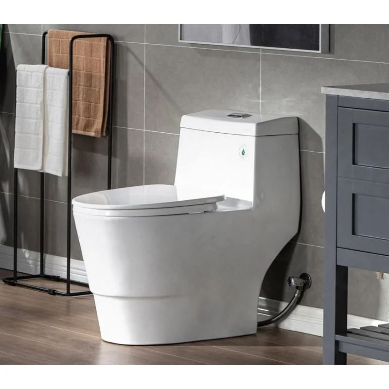 One Piece Toilet with Soft Closing Seat, Chair Height, 1.28 GPF Dual, Water Sensed, 1000 Gram MaP Flushing Score Toilet with Cho