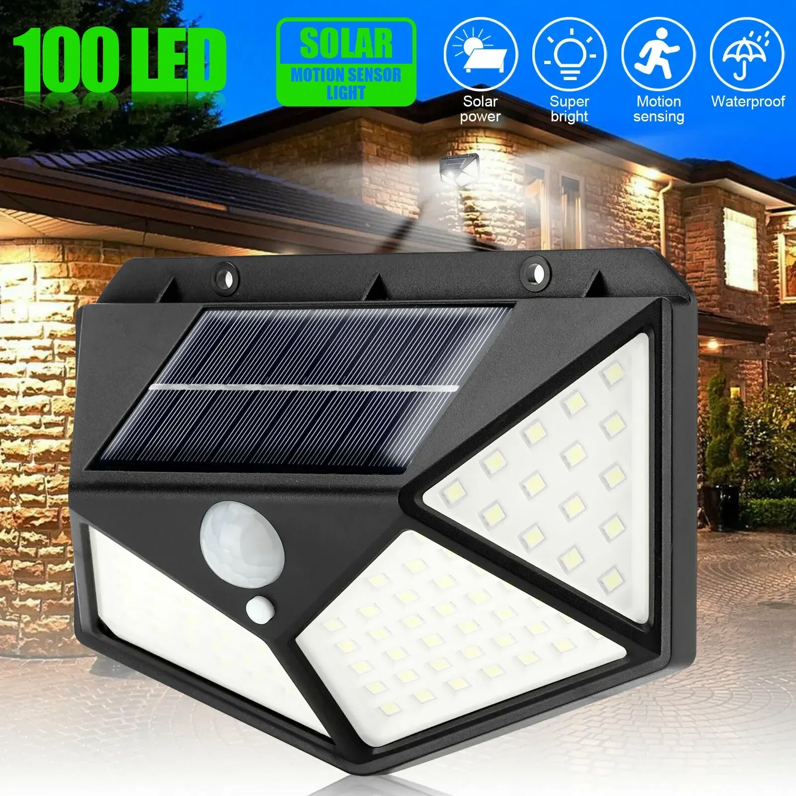 100 LED Solar Wall Lights Outdoor Solar Lamp Motion Sensor Solar Powered Sunlight Spotlight Street Light for Garden Light