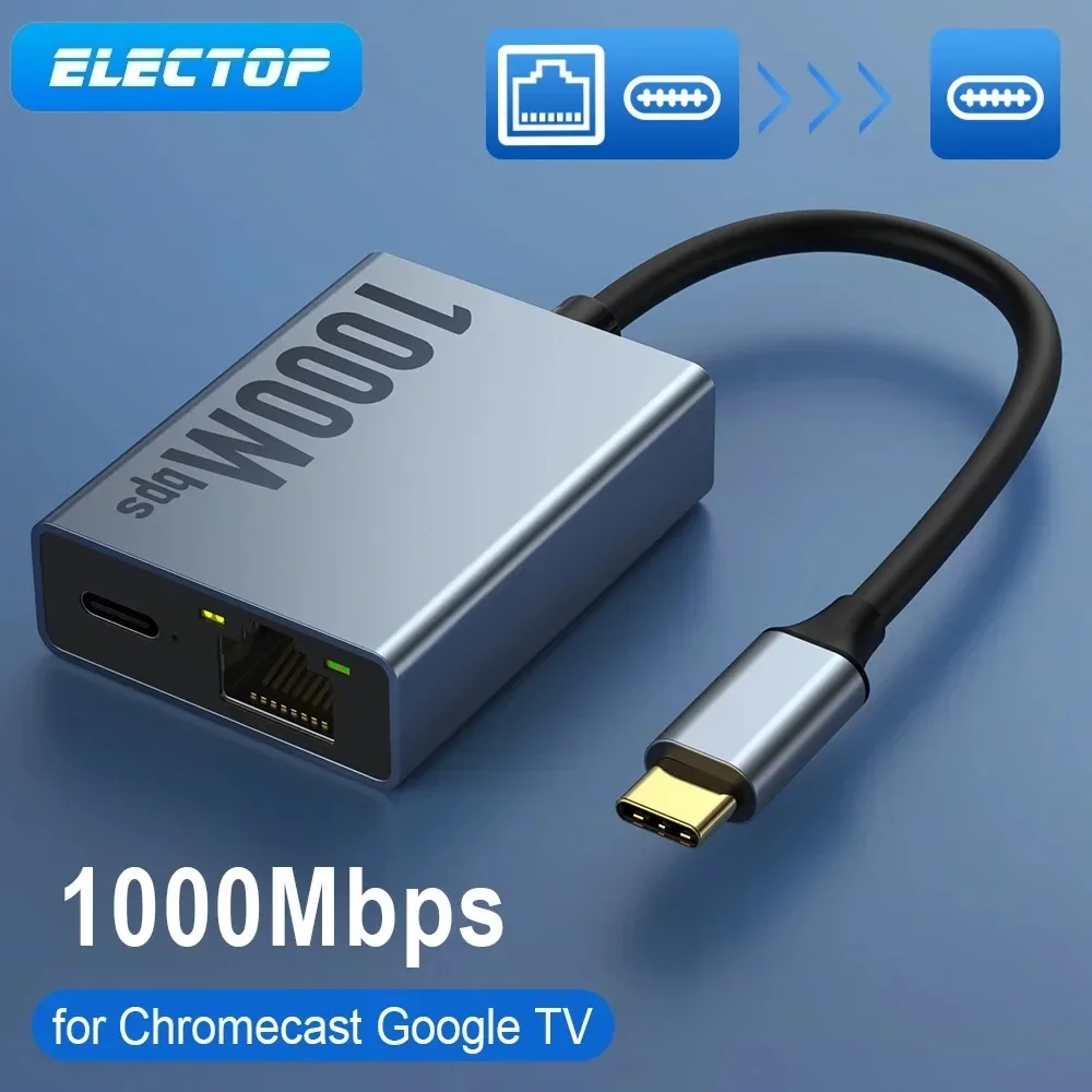 ELECTOP 1000Mbps USB C - イーサネットアダプター Chromecast