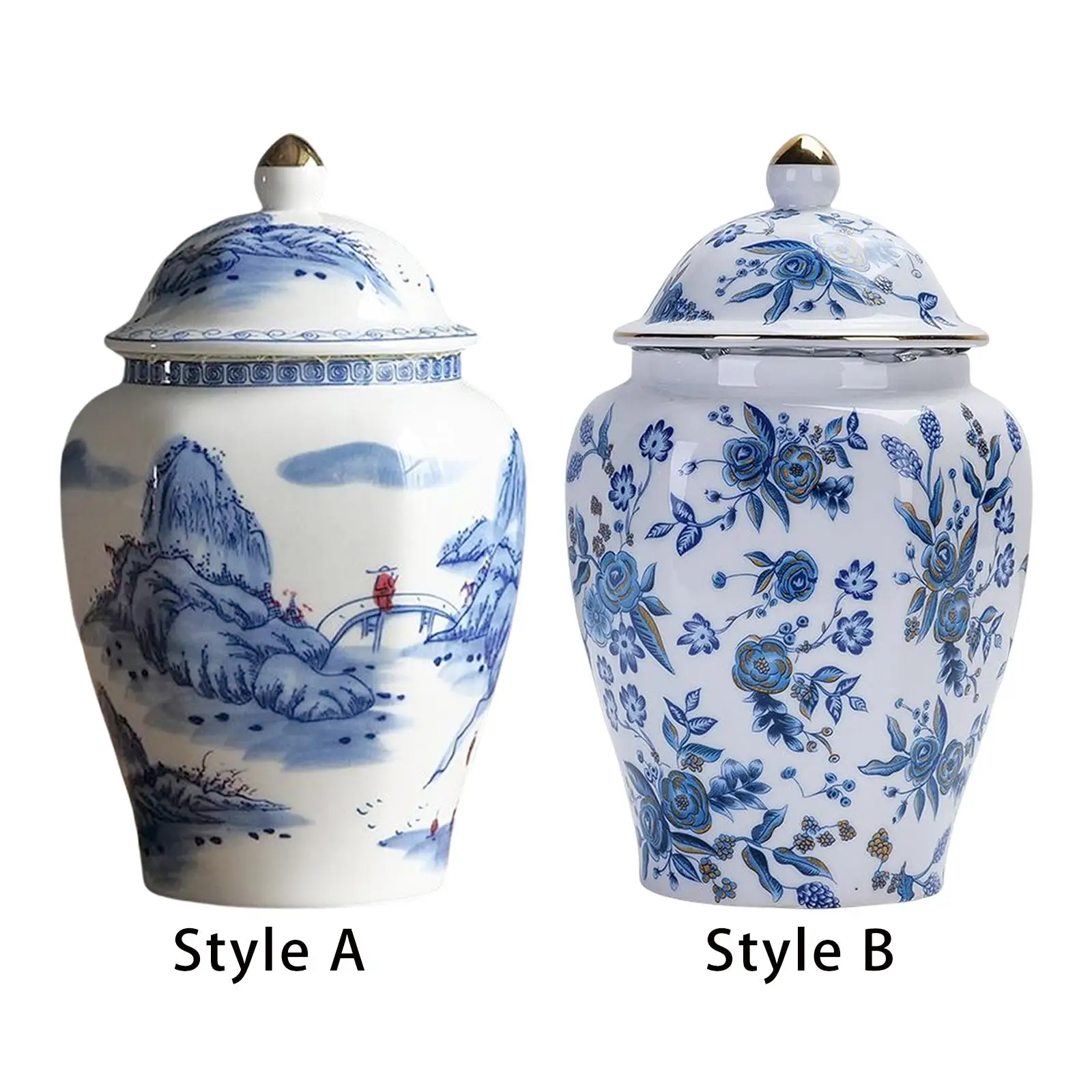 Ceramic Tea Jar Blue White Porcelain with Lid Luxury Gift Vase Porcelain Jars