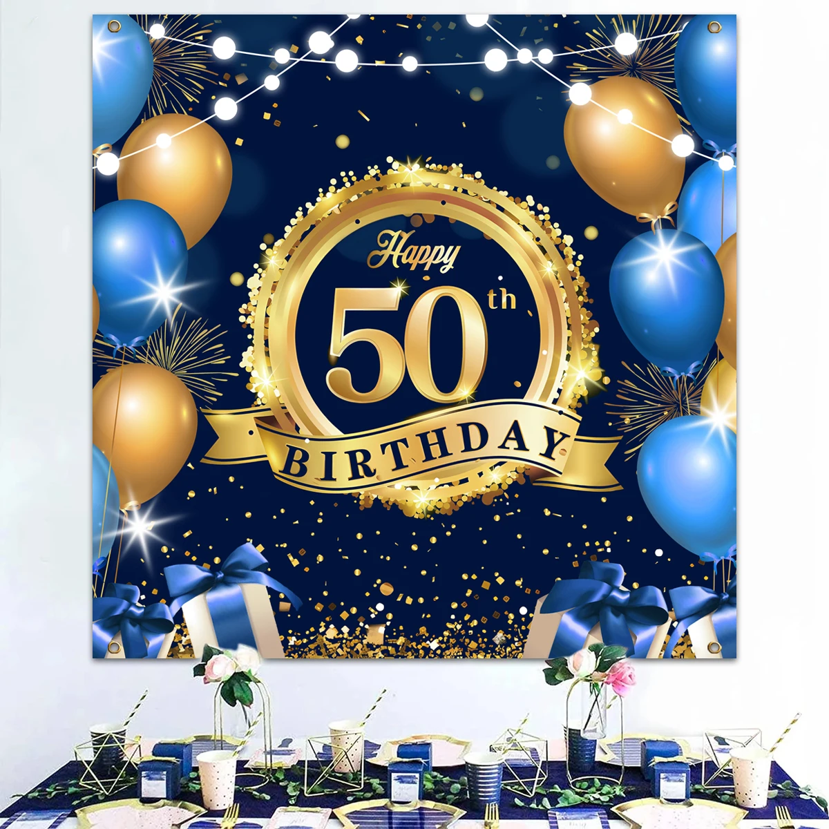 Ghirlanda Festone Per 50° Compleanno - Striscione 'Happy Birthday' In Tessuto, 5.7 Metri, Decorazioni Per Uomo/donna - 4