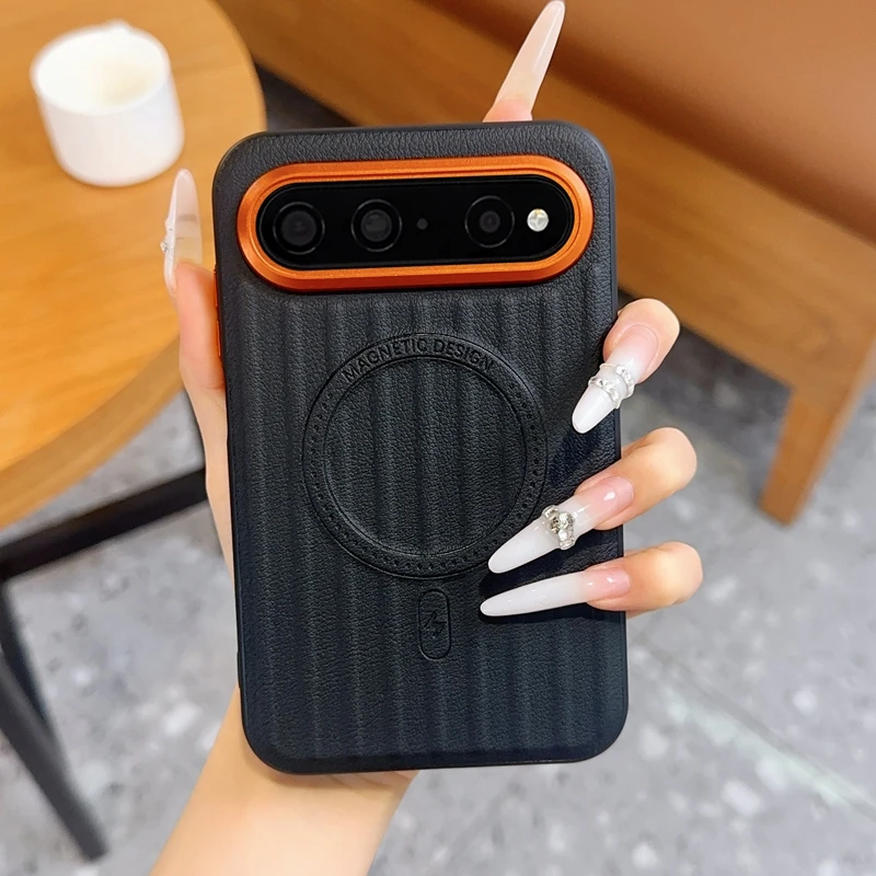 MagSafe Magnetic Shockproof Solid Color Protective Back Cover with Tile Pattern Design