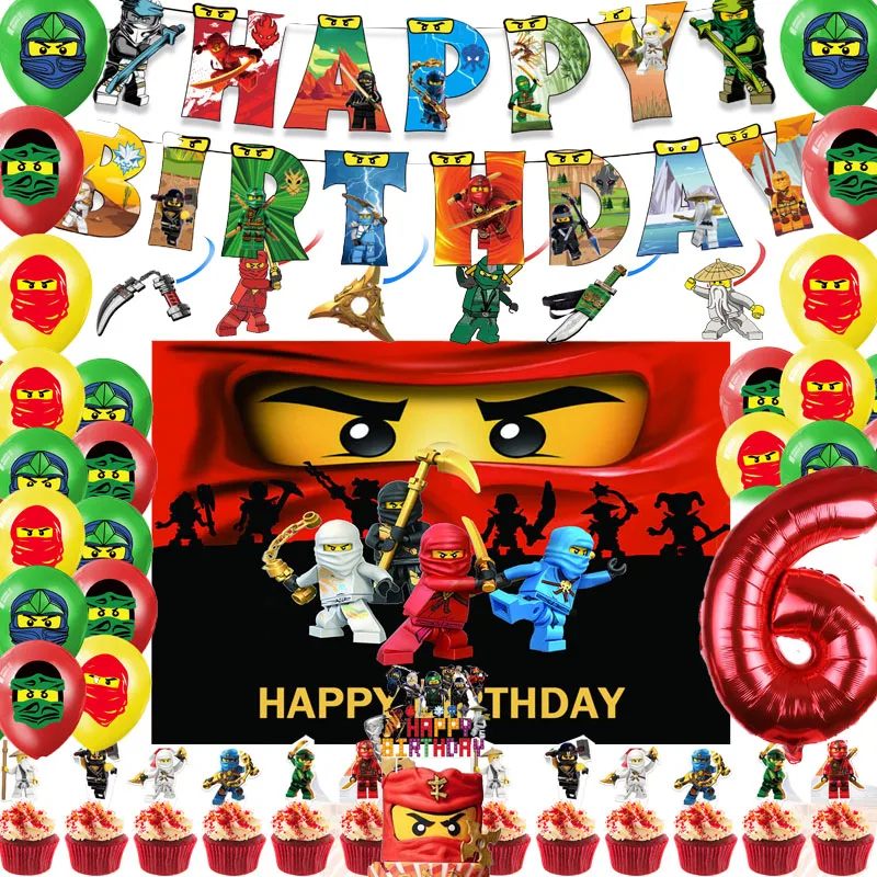 Disney New Ninja Birthday Party Decoration Latex Balloon Backdrop Banner Cake Topper Baby Shower