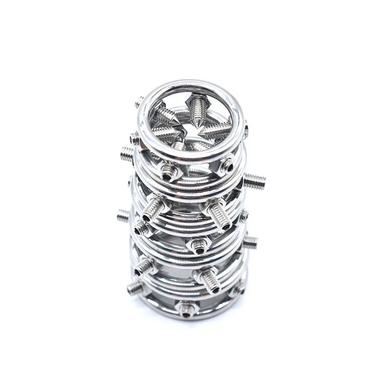 Penis cock ring stainless steel imitation ring metal penis ring with rivet lock cock male erection delay time bondage BDSM sex toy for man