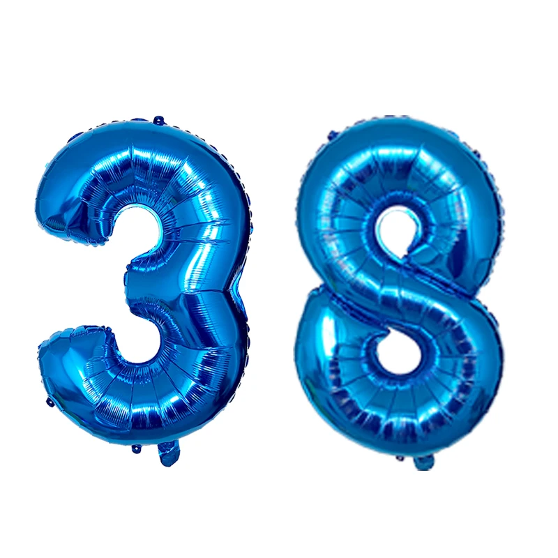 2 Stücke 32 Zoll Gold Silber Schwarz Blau Rosa Heliumfolie Anzahl Ballon 34 35 36 37 38 39 40 Alles Gute zum Geburtstag Party Dekoration Lieferungen – Detail 9