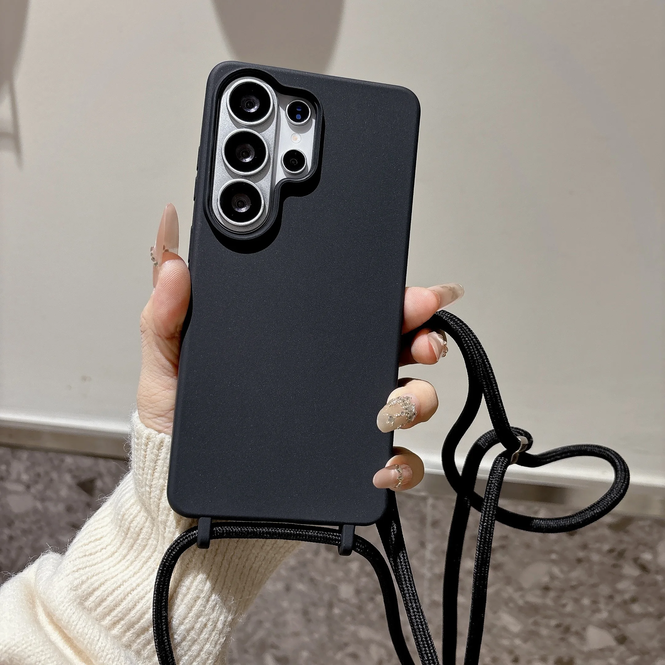Matte Silicone Crossbody Lanyard Phone Case with Strap Cover