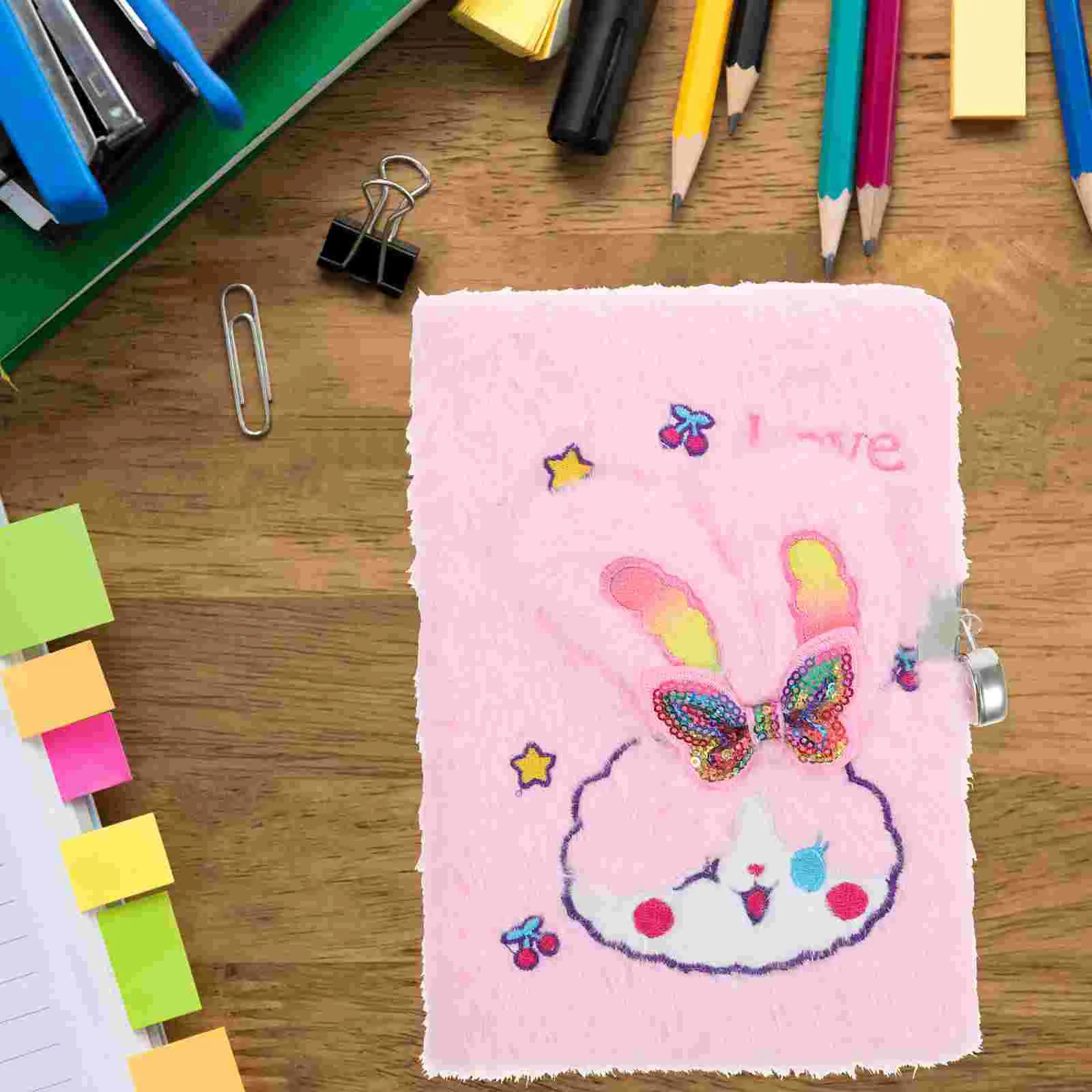 

Kawaii блокнот планировщик симпатичный мультяшный кролик узор записная книжка плюшевая записная книжка ежедневник пианнинг мелкая офисная поставка