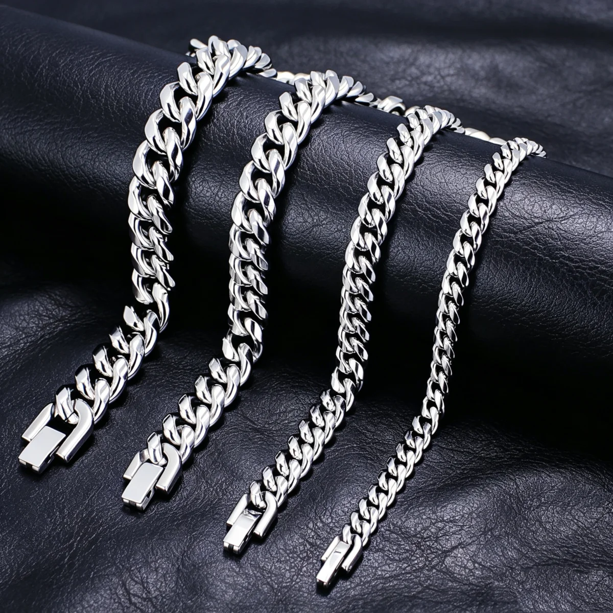 HNSP 316L Edelstahl Kubanische Gliederkette Halskette für Herren Minimalistischer Stil Wasserdichter Schmuck Accessoires Schwere Ketten für Männer