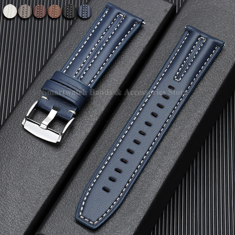 Premium Leather Waterproof Quick Release Watch Band - Universal 22mm Strap