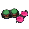 Pet Folding Bowl Convenient One piece Outdoor Silicone Folding Double Bowl Outdoor Dog Water Feeding Bowl Dog Basin Pet Supplies 4