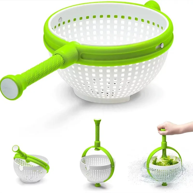 Salad Spinner Kitchen Vegetable Fruit Spin Drainer Basket A Good Helper For Washing Vegetables At Home Kitchen Supplies