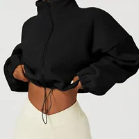 Korean Reviews Many Clothes Fleece Sweatshirt Full Zip Oversized Fleece Crop Jacket Winter Workout Coat New Hot Sale 숏패딩 1