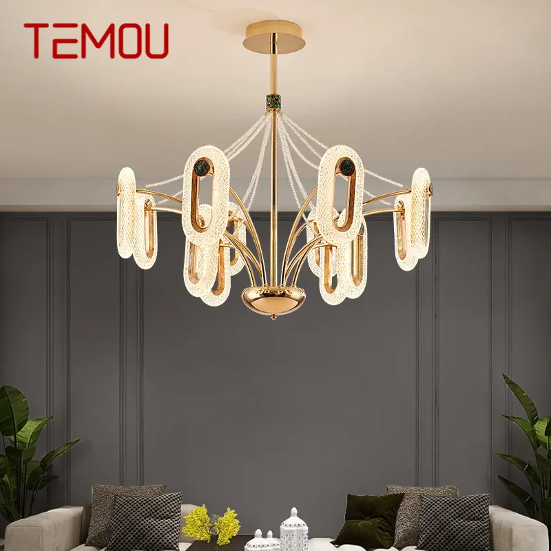 

TEMOU Nordic Chandelier Lamp LED Fixtures Modern Creative Rings Pendant Lights for Home Living Dining Room Decor