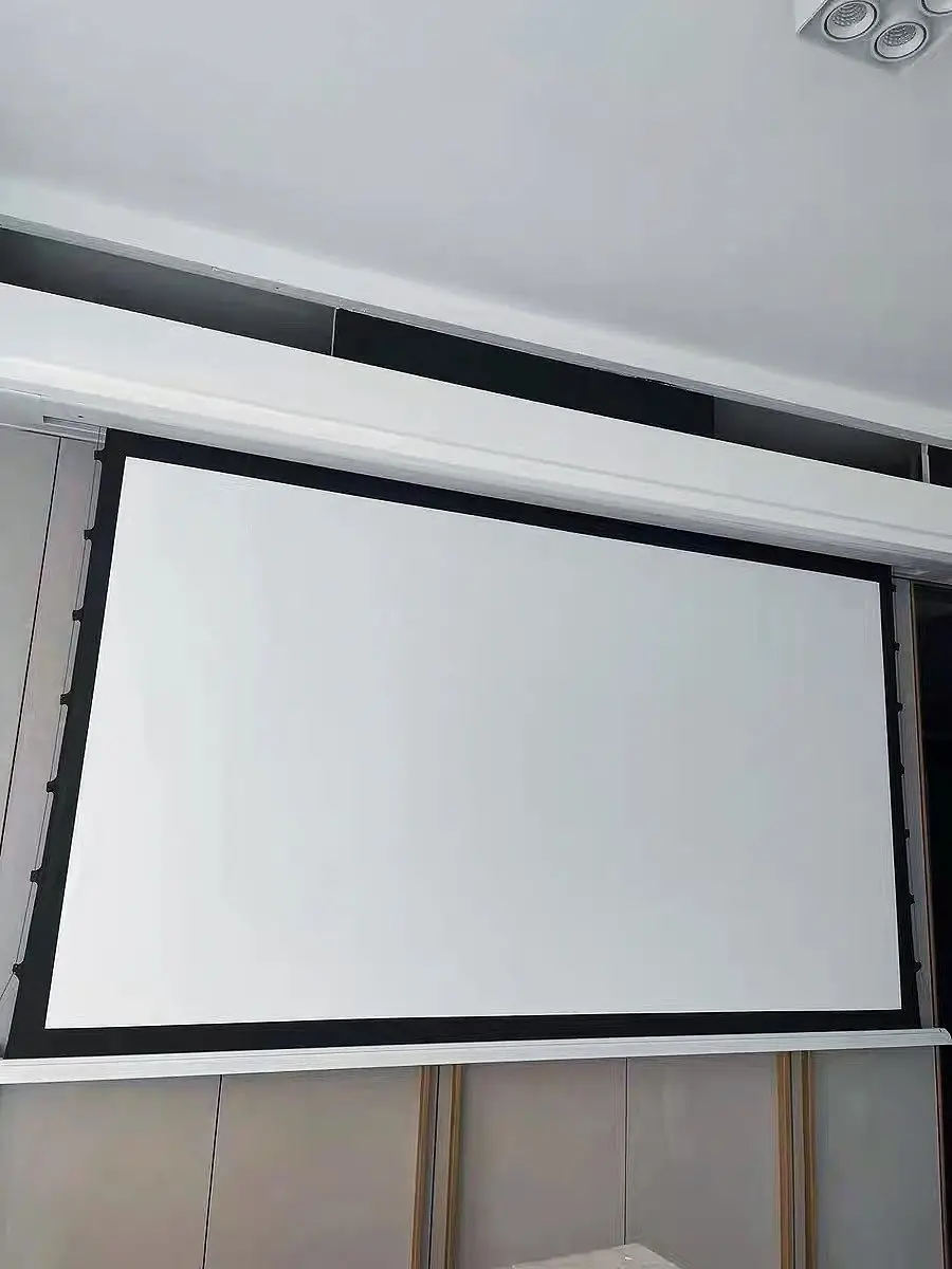 Pantalla de proyección de proyector oculta en el techo, pantalla tensada de  lengüeta eléctrica para Proyector láser 8K, blanco mate